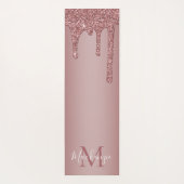 Rose Gold Dripping Glitzer Monogram Yogamatte (Rückseite)