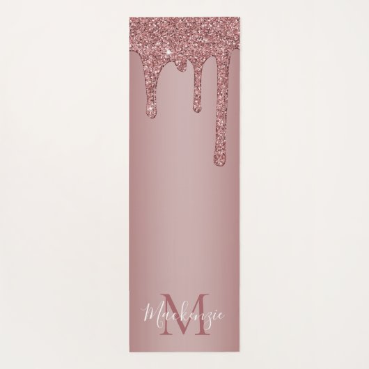 Rose Gold Dripping Glitzer Monogram Yogamatte (Rückseite)
