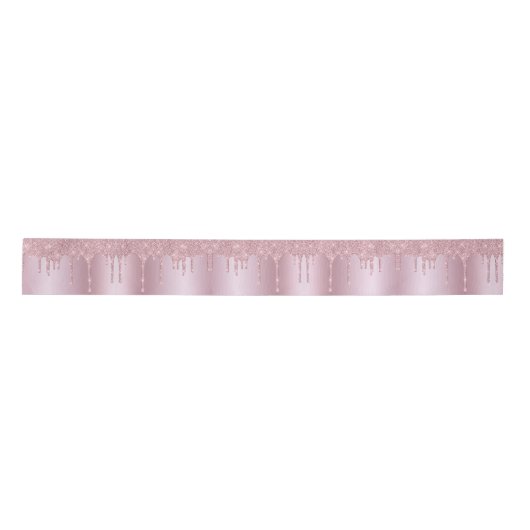 Rose Gold Dripping Glitzer Stilvoll elegant Rosa Satinband (Vorderseite)