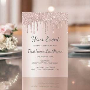 Rose Gold Dripping Glitzer Sweet 16 Brautparty Einladung
