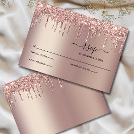 Rose Gold Dripping Glitzer Tropfen Elegante Hochze RSVP Karte