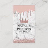 Rose Gold Dripping Hair Queen Salon Weißer Marmor Visitenkarte (Vorderseite)