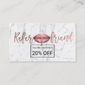 Rose Gold Dripping Lips Makeup Artist Referenz Empfehlungskarte (Vorderseite)