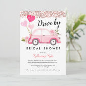 Rose Gold Drive by Bridal Dusche Einladung (Stehend Vorderseite)