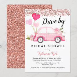 Rose Gold Drive by Bridal Dusche Einladung
