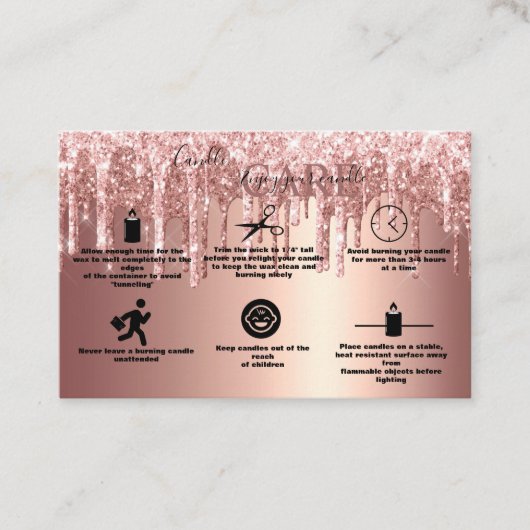 Rose Gold Driving Glitzer Candle Care Business Visitenkarte (Vorderseite)