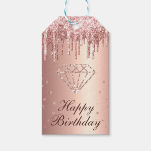 Rose Gold Driving Glitzer & Diamond Geburtstag Geschenkanhänger