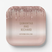 Rose Gold Driving Glitzer Metallic Shine Pappteller (Vorderseite)