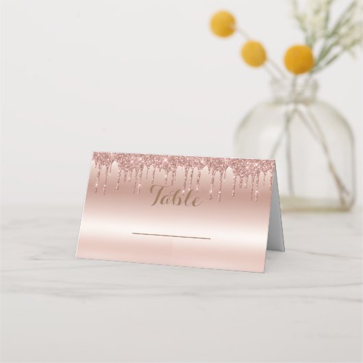 Rose Gold Driving Glitzer Metallic Shine Platzkarte (Vorderseite)