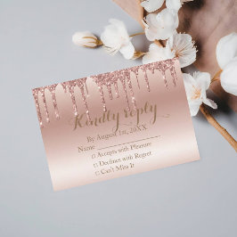 Rose Gold Driving Glitzer Metallic Shine RSVP Karte