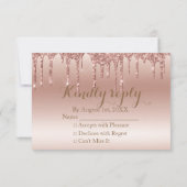 Rose Gold Driving Glitzer Metallic Shine RSVP Karte (Rückseite)