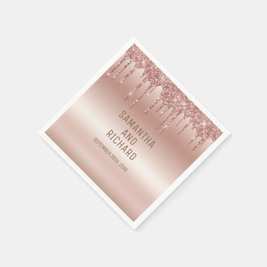 Rose Gold Driving Glitzer Metallic Shine Serviette (Ecke)