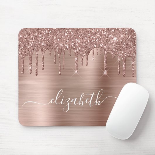 Rose Gold Driving Glitzer Monogram Mouse Pad Mousepad (Mit Mouse)
