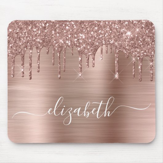 Rose Gold Driving Glitzer Monogram Mouse Pad Mousepad (Vorne)