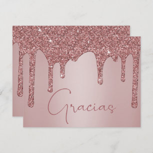 Rose Gold Driving Glitzer Quinceanera Gracias Dankeskarte