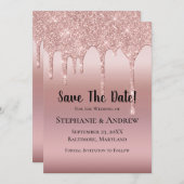 Rose Gold Driving Glitzer Rosa Trendy Save The Date (Vorne/Hinten)