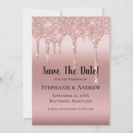 Rose Gold Driving Glitzer Rosa Trendy Save The Date