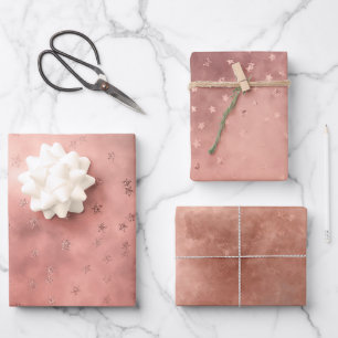 Rose Gold Dunkler Sternenhimmel Geschenkpapier Set