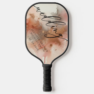 Rose Gold Dust Watercolor Hochzeitsspiel Pickleball Schläger