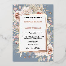 Rose Gold Dusty Blue Floral Boho Wedding