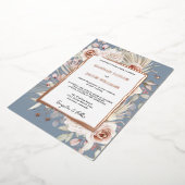 Rose Gold Dusty Blue Floral Boho Wedding Folieneinladung (Gedreht)