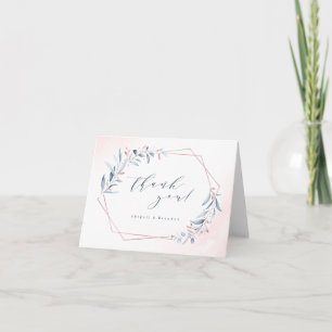 Rose Gold Dusty Blue Green Geometric Wedding Dankeskarte