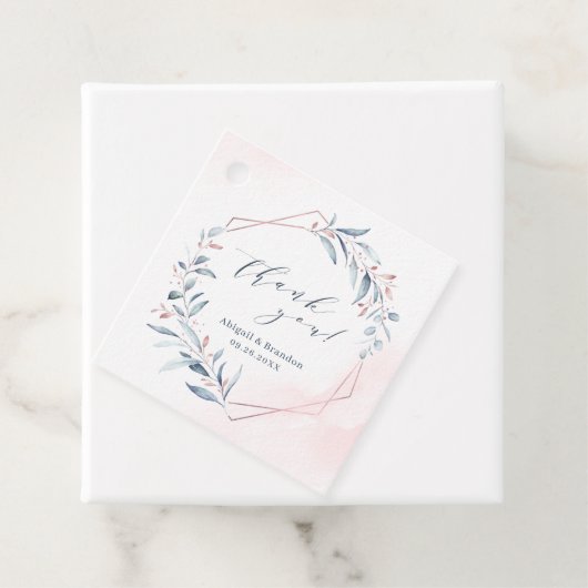 Rose Gold Dusty Blue Greenery Geometric Vielen Dan Geschenkanhänger (Beispiel)