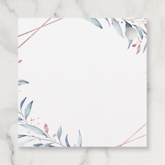 Rose Gold Dusty Blue Greenery Geometric Vielen Dan Geschenkanhänger (Rückseite)