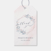 Rose Gold Dusty Blue Greenery Geometric Vielen Dan Geschenkanhänger (Vorderseite)