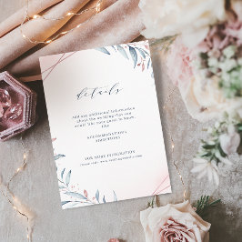 Rose Gold Dusty Blue Greenery Geometric Wedding Begleitkarte