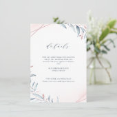 Rose Gold Dusty Blue Greenery Geometric Wedding Begleitkarte (Stehend Vorderseite)
