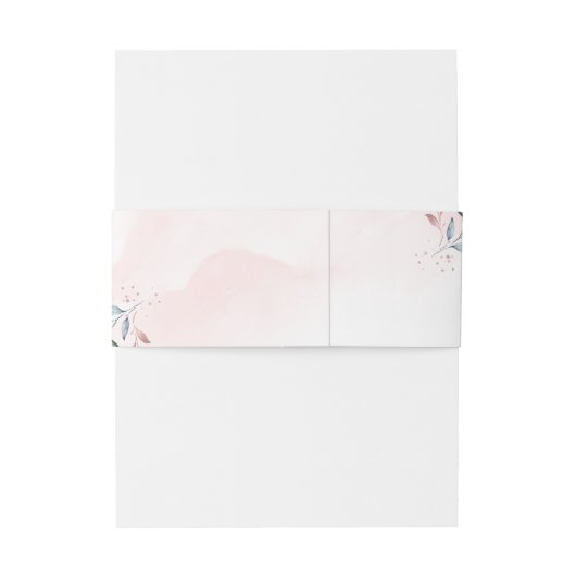 Rose Gold Dusty Blue Greenery Geometric Wedding Einladungsbanderole (Rückseitenbeispiel)