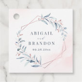 Rose Gold Dusty Blue Greenery Geometric Wedding Geschenkanhänger (Vorderseite)