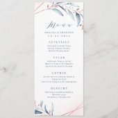 Rose Gold Dusty Blue Greenery Geometric Wedding Menükarte (Vorderseite)