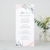 Rose Gold Dusty Blue Greenery Geometric Wedding Menükarte (Stehend Vorderseite)