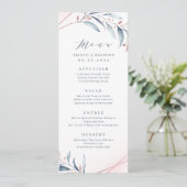 Rose Gold Dusty Blue Greenery Geometric Wedding Menükarte (Stehend Vorderseite)
