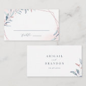 Rose Gold Dusty Blue Greenery Geometric Wedding Platzkarte (Vorne/Hinten)