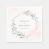 Rose Gold Dusty Blue Greenery Geometric Wedding Serviette (Vorderseite)