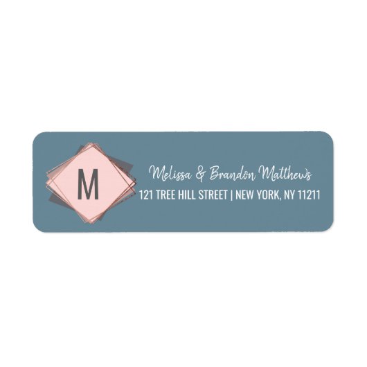 Rose Gold Dusty Blue Mauve Geometric-Adresse (Vorne)