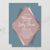 Rose Gold Dusty Blue Mauve Geometric Baby Dusche Einladung (Vorne/Hinten)