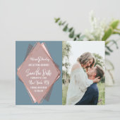 Rose Gold Dusty Blue Mauve Geometric Save the Date Einladung (Stehend Vorderseite)