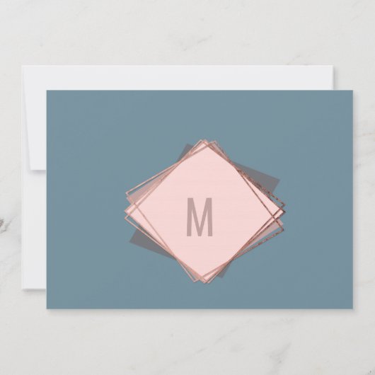 Rose Gold Dusty Blue Mauve Geometric Save the Date Einladung (Rückseite)