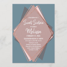 Rose Gold Dusty Blue Mauve Geometric Sweet 16