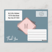 Rose Gold Dusty Blue Mauve Geometric Vielen Dank Postkarte (Rückseite)