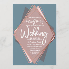 Rose Gold Dusty Blue Mauve Geometric Wedding Einladung