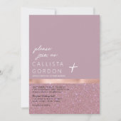 Rose Gold Dusty Mauve Glitzer Farbblock Hochzeit Einladung (Vorderseite)