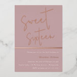 Rose Gold Dusty Mauve Pink Moderne Süße 16 Folieneinladung<br><div class="desc">Rose Gold Dusty Mauve Pink Modern Sweet 16 Foil Einladung Weitere Einladungen in unserem Nest und Nest Store</div>