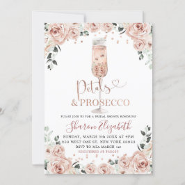 Rose Gold Dusty Petals und Prosecco Brautparty Einladung