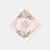 Rose Gold Dusty Pink Boho Floral 90th Birthday  Serviette (Ecke)