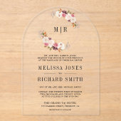 Rose Gold Dusty Pink Floral Wedding Acryleinladungen (Vorderseite)